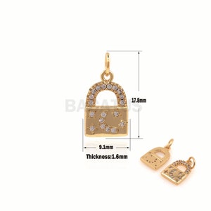 1PCS CZ Lock Pendant, Mini Lock Necklace, Lock Charm, Love Lock Pendant, Suitable For Jewelry Making Articles 17.8x9.1x1.6mm