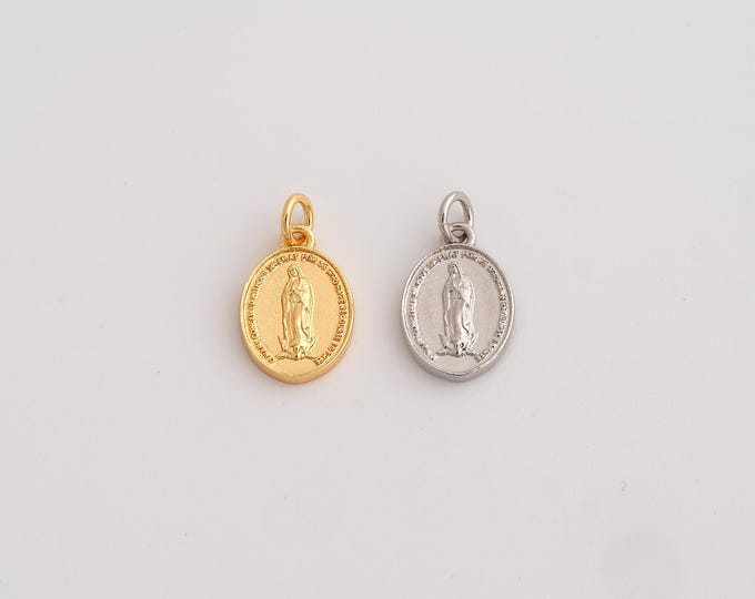 5 pcs 18K Gold Filled Virgin Mary Charm, Religion Pendant,Catholic Necklace Charm, DIY Jewelry Supplies, 15x8.6x2mm