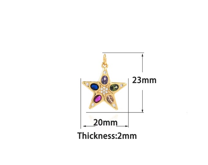 18K Gold Filled Star Pendant,Gold Dainty Star Charms,Simple pendant Bracelet Necklace for DIY Jewelry Making Supply