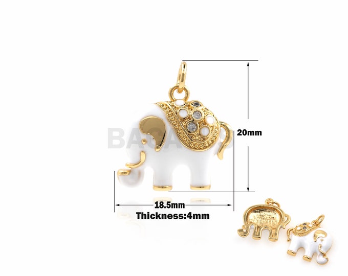 1PCS Elephant Enamel Pendant Animal Jewelry Suitable for Bracelet Necklace Jewelry Products Elephant Charm Cubic Zirconia 20x18.5x4mm
