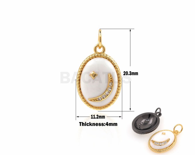 1PCS Enameled Oval Moon Pendant, Enamel Moon, Enamel Star, Moon Charm, Suitable For Jewelry Making Supplies 20.3x11.2x4mm