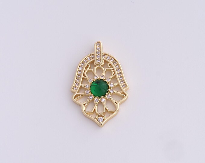 18K Gold Filled Hamsa Pendant,Gold Dainty Fatima Charms,Hand Charm Bracelet Necklace for DIY Jewelry Making Supply,25x16.7x4mm