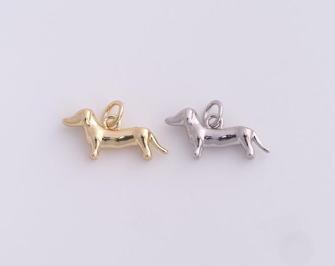 Gold Dog Pendant,Dainty Animal Jewelry,18K Gold Filling Pet Dog Charm , DIY Jewelry Making Supplies,10.8x18.3x4.5mm