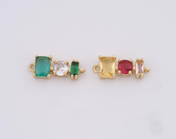 Rectangular Transparent Classic Connector, 18K Gold Filled Bracelet Connector, Micro-pavé CZ Tennis Player Link Head, 18.7x7.6x3.8mm