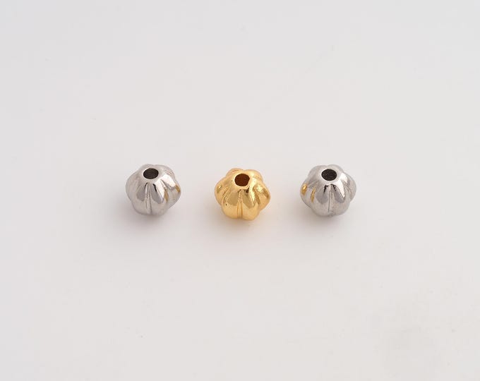 10 pcs Gold Pumpkin Beads,18K Gold Filld Tube Beads,for DIY Jewelry Making Supplies,8x7mm Hole 3.8mm