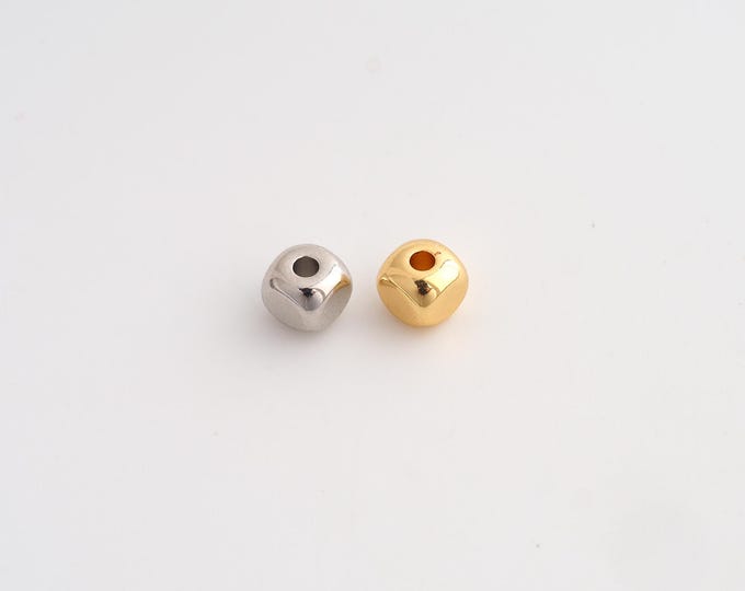 10 pcs Gold Square Beads, 18K Gold Filld Tube Beads,for Jewelry Making Supplies,6x6mm Hole 2.5mm