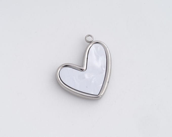 Stainless Steel Heart Pendant,Enamel Charms,Heart Charm Bracelet Necklace for DIY Jewelry Making Supply,20x20.5x3.2mm
