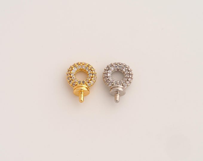 Gold CZ Round Bead Cap, 18K Gold Filld Pendant Bead Cap,for Jewelry Making Supplies,12.3x8.4x4.2mm