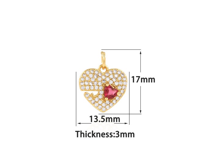 18K Gold Filled Heart Pendant,Gold Dainty Heart Charms,Simple pendant Bracelet Necklace for DIY Jewelry Making Supply