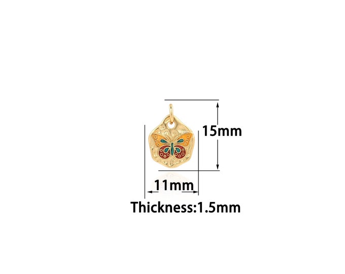 18K Gold Filled Butterfly Pendant,Gold Dainty Butterfly Charms,Simple pendant Bracelet Necklace for DIY Jewelry Making Supply