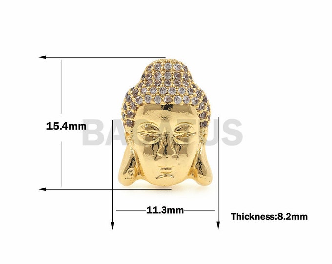 1pcs Double-sided religious buddha head beads,Buddhist Prayet Beads,Yoga Jewelry Wholesale 15.4x11.3x8.2mm