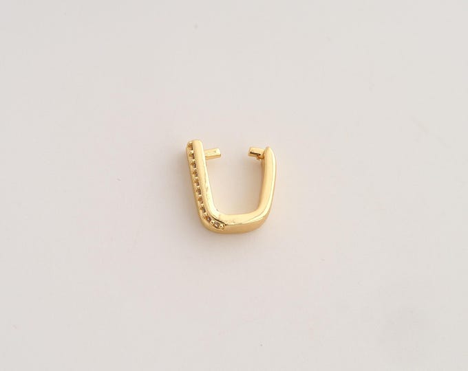 Gold CZ Clip-On Clasp,18K Gold Filled Clip-On Clasp,Clip-On Clasp,DIY Jewelry Supplies,11.3x10.2x3.3mm