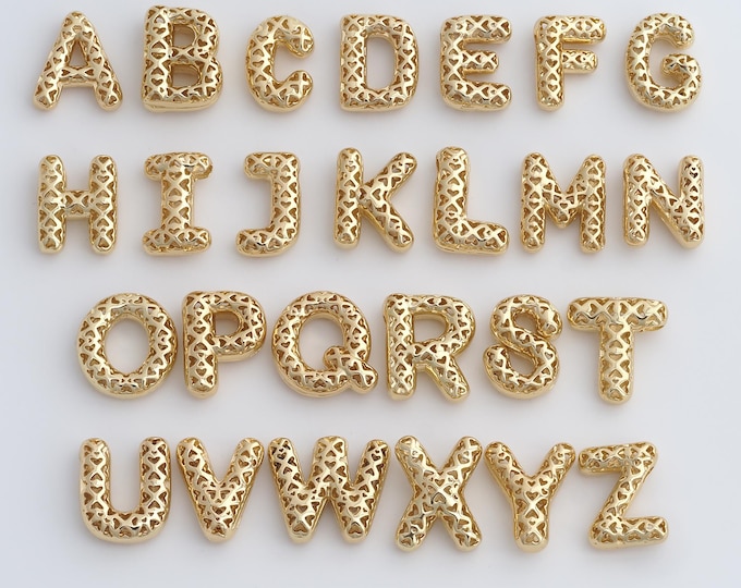 Initial Pendant,18K Gold Filled Letter Necklace, Alphabet Pendant, DIY jewelry Making Accessories,21.7x18.7x5.7mm