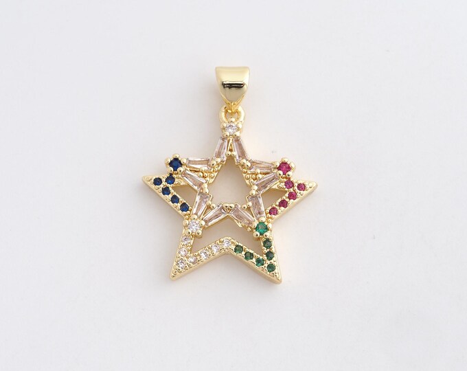 Pentagram Jewelry,18K Gold Filled Simple Star Pendant,Star Necklace, Star Charm,DIY Jewelry Making Supplies 26.8x21x3.3mm