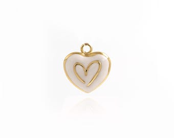 Enamel Heart Charms Necklace,Heart Charm, Enamel Heart Pendant, 18K Gold Filled Enamel Charm, DIY Jewelry Supplies,20.3x20x10mm