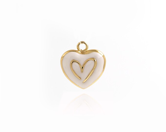 Enamel Heart Charms Necklace,Heart Charm, Enamel Heart Pendant, 18K Gold Filled Enamel Charm, DIY Jewelry Supplies,20.3x20x10mm