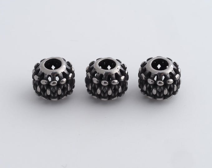1 pcs Stainless Steel Retro Ball Spacer Beads,Silver Round Beads,Ball Beads DIY Bracelet Necklace Earrings Jewelry Making,9.7x8.6mm