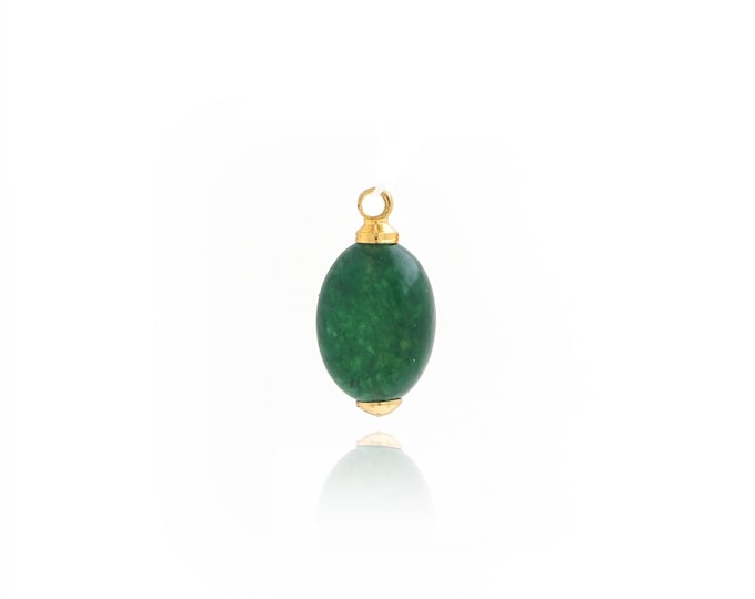 Natural Stone pendant 18K Gold Filled Oval Pendant,Gold Dainty Disc Charms,Bracelet Necklace for DIY Jewelry Making Supply,15.5x7.8x5mm