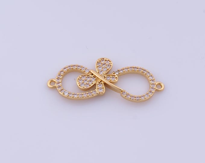 Infinity Connectors, 18K Gold Filled Butterfly Connectors, Micropavé CZ Number 8 Connectors, DIY Jewelry Supplies,36.6x14.6x3mm