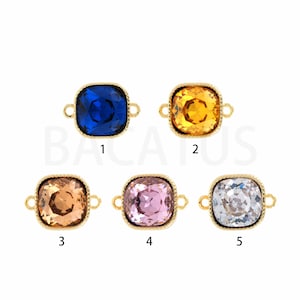 Square Pendant, 18K Gold Filled Square Connector, CZ Square Connector, DIY Jewelry Making Accessories Cubic Zirconia 11.4x16.1x5.9mm