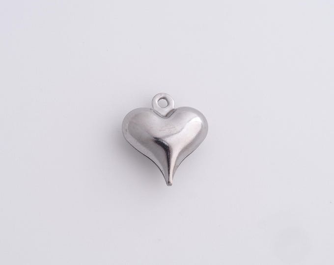 25 pcs Stainless Steel Heart Pendant,Dainty Heart Charms,Heart Charm Bracelet Necklace for DIY Jewelry Making Supply,15.8x13.6x6mm