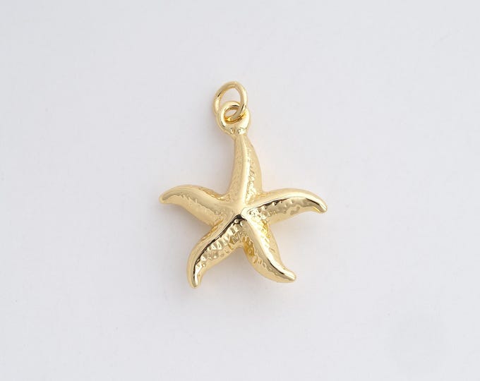 18K Gold Filled Starfish Charm, Starfish Pendant,Starfish Necklace Charm, DIY Jewelry Supplies, 26.5x20x6mm