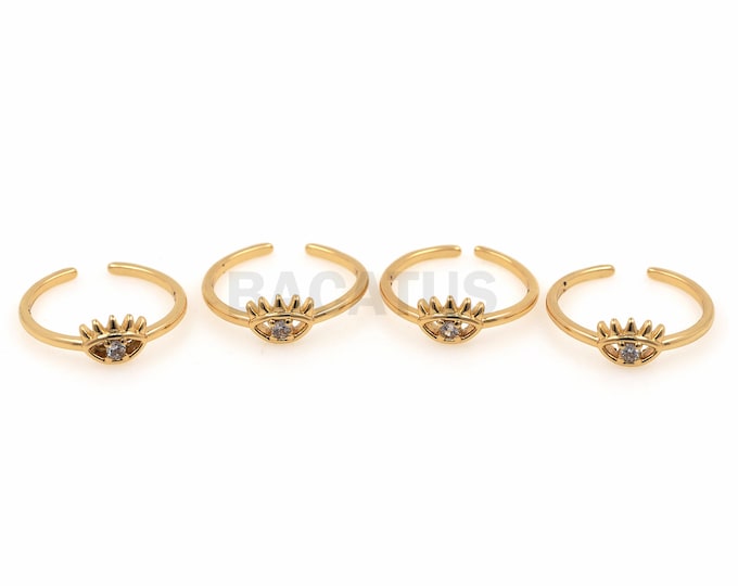 1pcs, 18K Gold Filled Adjustable Ring, Gold Open Ring, Thin Ring, Micropavé Zircon Ring,Eye Ring, Magic Eye Ring