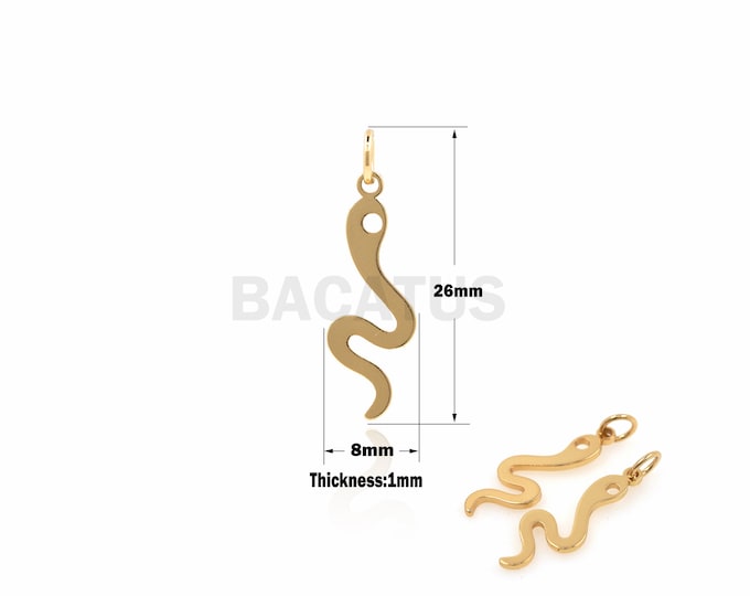 1PCS Snake Pendant Animal Jewelry Suitable for Bracelets, Necklaces, Jewelry Products, 18K Gold Filled Flake Jewelry 26x8x1mm