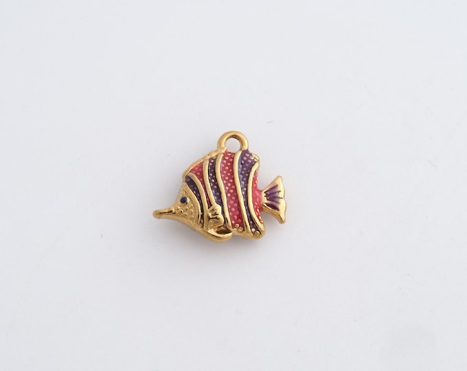 Stainless Steel Fish Pendant,Marine Life Charms,Enamel Fish Charm Bracelet Necklace for DIY Jewelry Making Supply,12x14x4.2mm