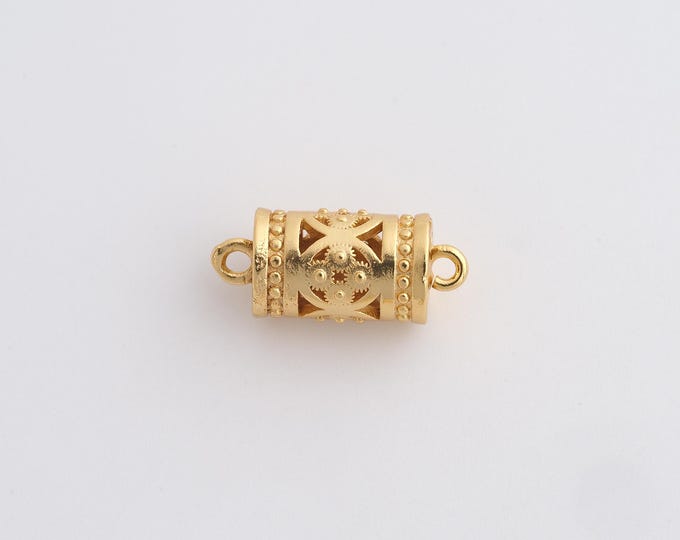 Gold Bar Connector,Tube Charm,Cylinder Connector, 18K Gold Filled Necklace Connector,DIY Jewelry Supplies, 18x8mm
