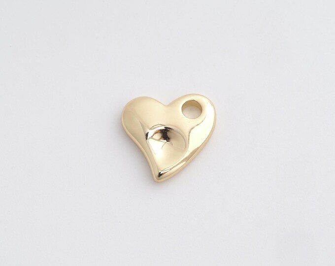 18K Gold Filled Heart Charm, Love Pendant,Heart Necklace Charm, DIY Jewelry Supplies, 14.3x14x3mm