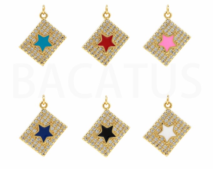 18K Gold Filled Star Pendant,Gold Dainty CZ Star Charms,Star Charm Bracelet Necklace for DIY Jewelry Making Supply
