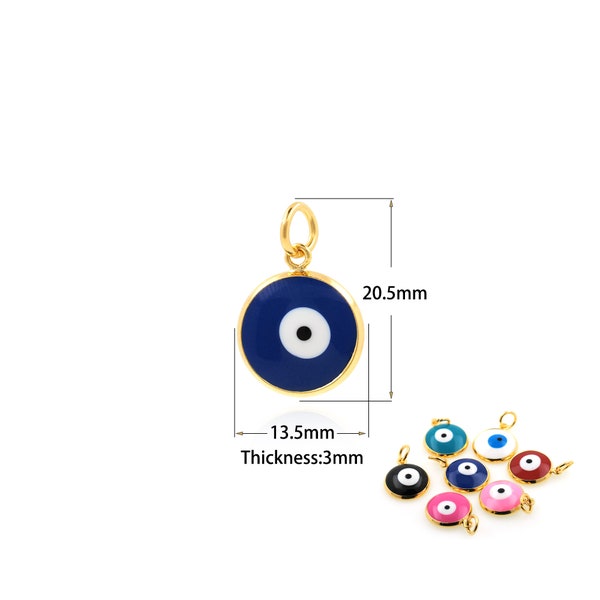 1PCS Eye Pendant-18K Gold Demon Eye Pendant Gold Filled Lucky Eye Pendant Protector Lucky Charm Gift for Mother New 13.5x20.5x3mm