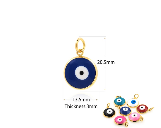 1PCS Eye Pendant-18K Gold Demon Eye Pendant Gold Filled Lucky Eye Pendant Protector Lucky Charm Gift for Mother New 13.5x20.5x3mm