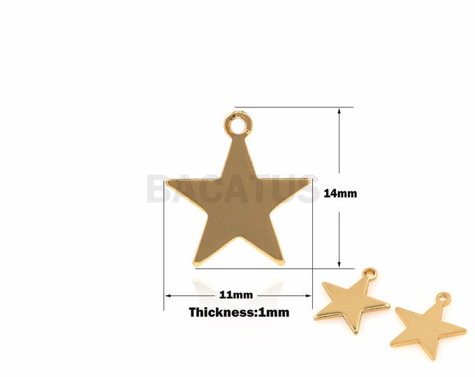 1PCS Star Jewelry Necklace Suitable for Bracelet Necklace Jewelry Making Supplies Accessories Moon Charm 18K Cubic Zirconia 13.5x12.7x0.9mm