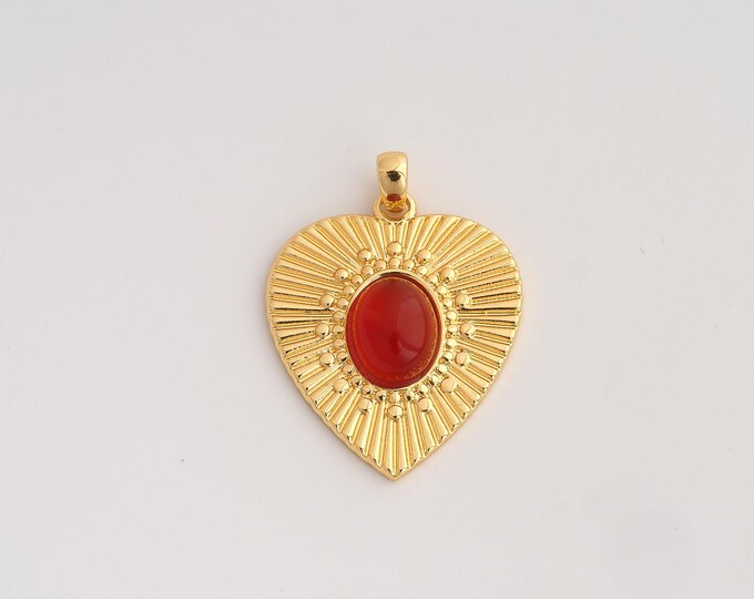18K Gold Filled Heart Charm,Dainty Love Pendant,Heart Pendant ,DIY Jewelry Supplies,34.3x24.8x5.3mm