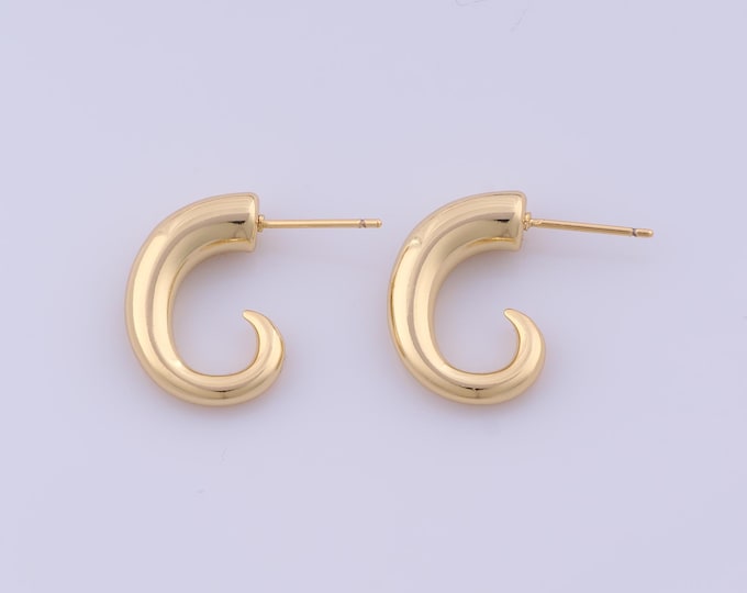 Gold Dainty Stud Earring,18K Gold Filled Open Stud Earrings,Thick Gold Stud Earrings,Gift for Her,21.3x5.5mm