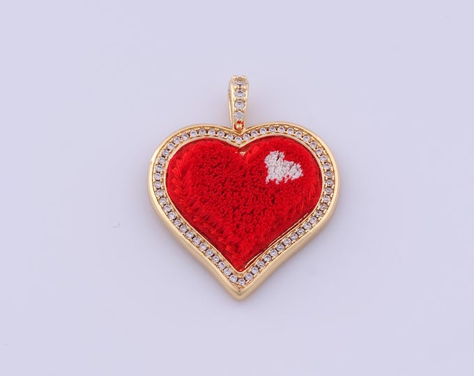 Heart Pendant,18K Gold Filled Love Necklace, Micropavé CZ Heart Pendant, DIY jewelry Making Accessories,33.7x27x5mm