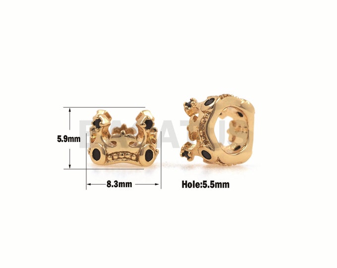 1PCS CZ crown beads, crown pendants, crown pendants, Crown charm,suitable for bead making 5.9×8.3mm hole 5.5mm