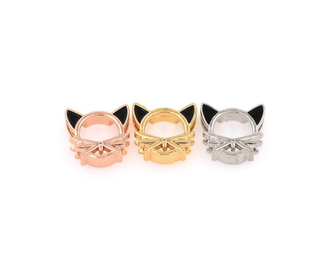 18K Gold Filled CZ Cat Beads,Gold Cat Beads,Animal Beads DIY Gold Jewelry Making Supply