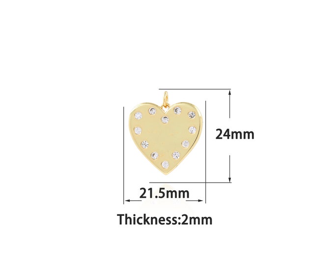 18K Gold Filled Heart Pendant,Gold Dainty Heart Charms,Simple pendant Bracelet Necklace for DIY Jewelry Making Supply