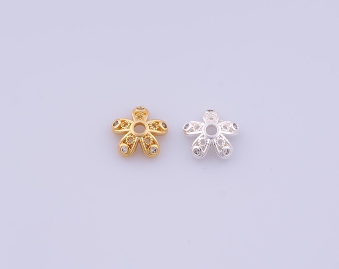 5 pcs 18K Gold Filled Flower Bead Caps,Flower Caps,Flower Bead Caps,Spacer Jewelry, DIY Jewelry Making,9.6x3mm