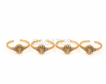 1 pièce, bague réglable en or 18 carats, bague vierge, bague religieuse, breloque religieux, bague catholique, bague Vierge Marie