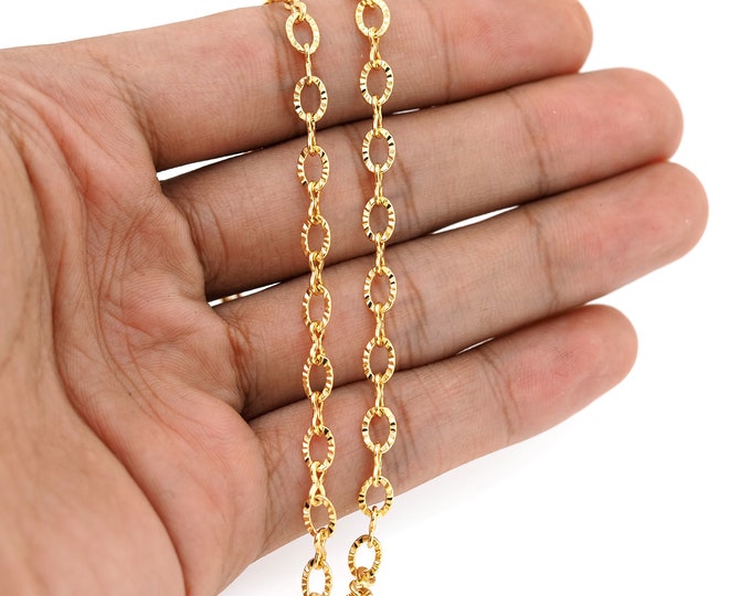 18K Gold Filled Dainty Gold Chain,Unique Gold Chain,Thick Gold Chain,Unfinished Chain for Bracelets Necklaces DIY Jewelry Making Supplies