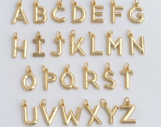 Initial Pendant,18K Gold Filled Letter Necklace, Alphabet Pendant, DIY jewelry Making Accessories,18.8x12x2.3mm