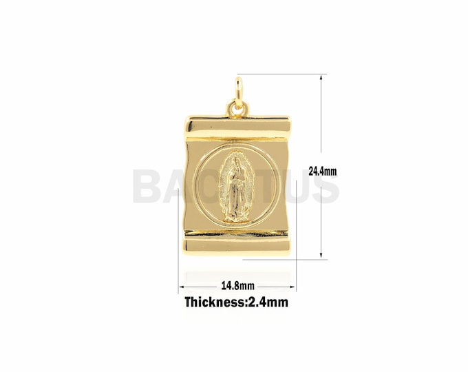 Virgin Mary greek goddess necklace，mother mary charm，religious catholic jewelry 24.4x14.8x2.4 mm 1PCS