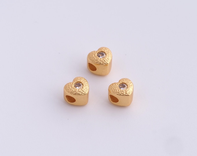 18K Gold Filled Heart Spacer Beads,Gold Love Beads, Heart Beads DIY Bracelet Necklace Earrings Jewelry Making,5.8x5.3x4.8mm