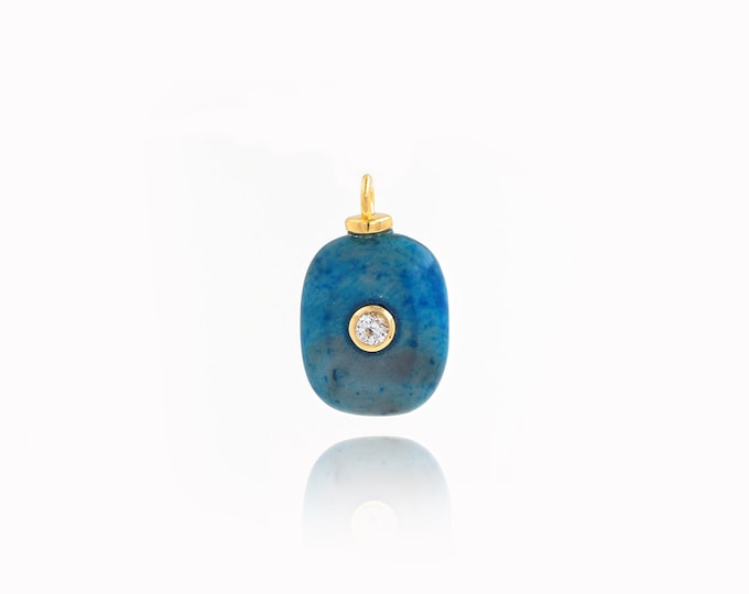 Natural Stone Pendant,18K Gold Filled Natural Stone Necklace,Square Shaped Pendant,DIY jewelry Making Accessories,21x13x6.5mm