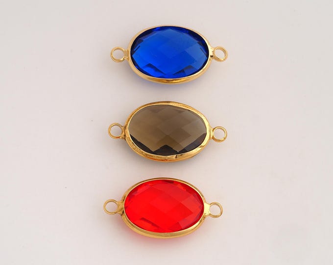 18K Gold Filled Oval Gemstone Connector,Gemstone Connector,Oval Connector for Jewelry Making 25.2x13.5x7mm