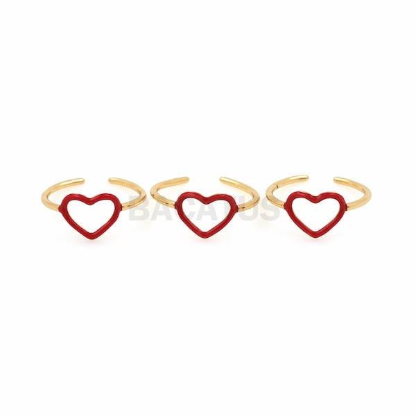 18K Gold Filled Love Ring, Golden Open Ring, Adjustable Ring, Heart-Shaped Ring, Love Ring, Line Ring, Thin Ring For Daily